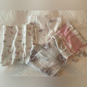 Aden & Anais Pink White Swaddles - Lot of 4
